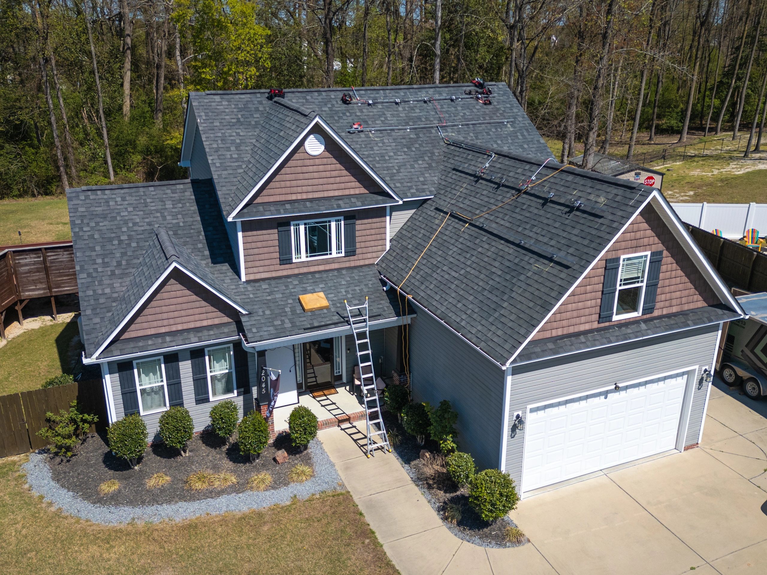 Residential home with rooftop solar panels